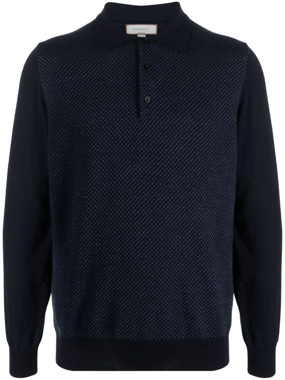 Canali long-sleeved wool polo shirt - Blue von Canali