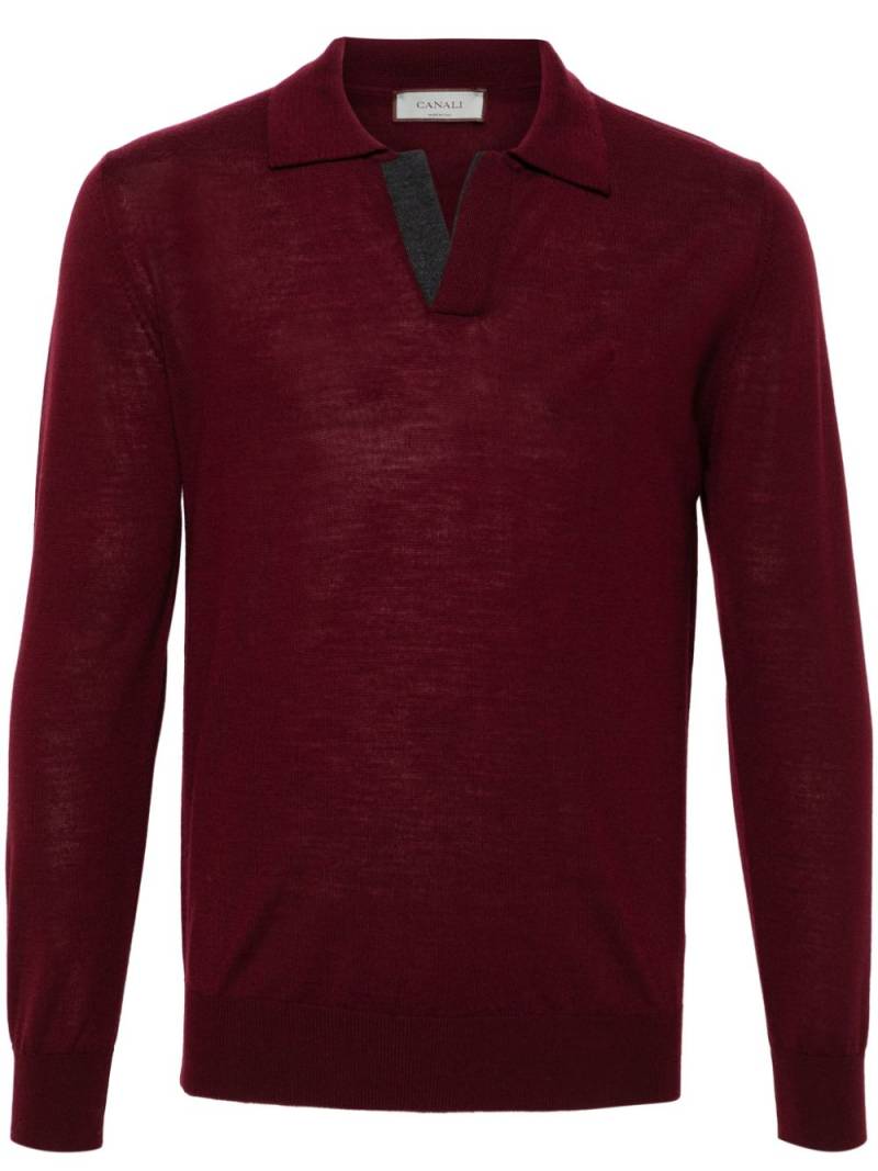 Canali merino wool polo shirt - Red von Canali