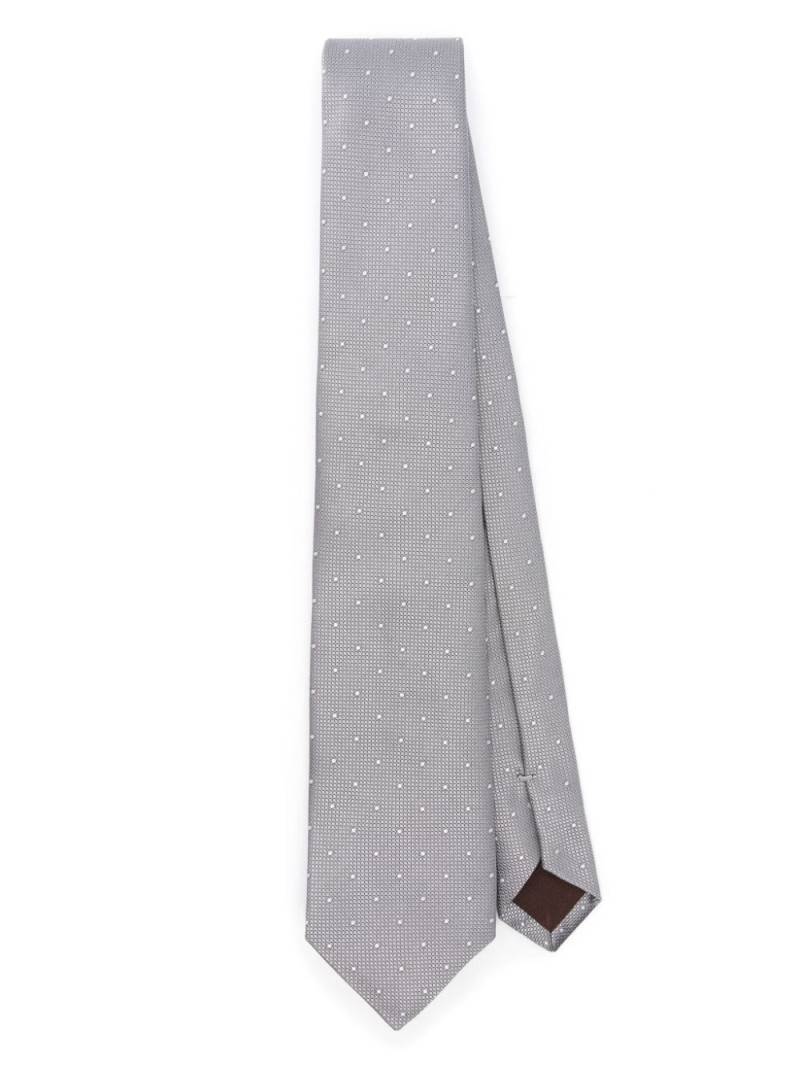 Canali polka dot embroidery silk tie - Grey von Canali