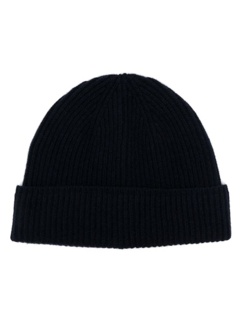 Canali ribbed beanie hat - Blue von Canali