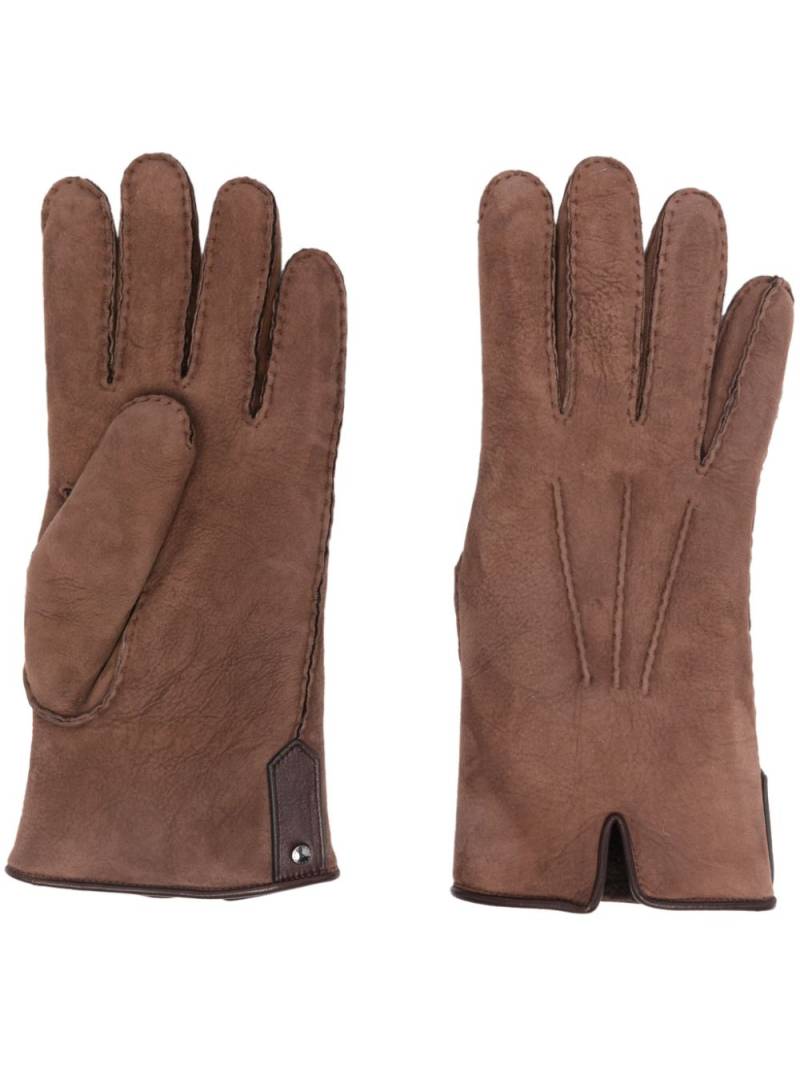 Canali seam-detail suede gloves - Brown von Canali