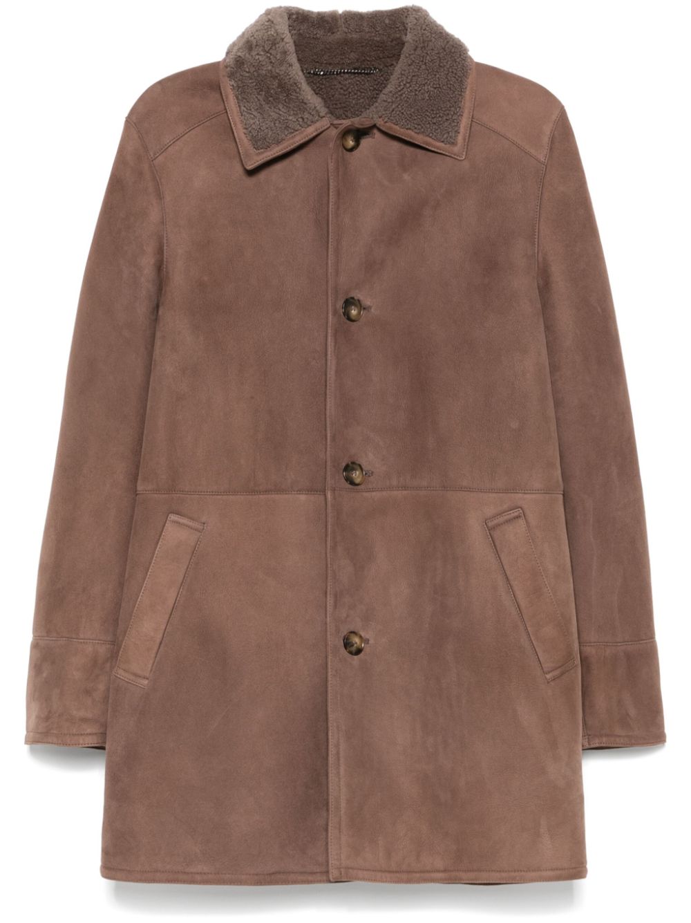 Canali shearling-collar coat - Brown von Canali