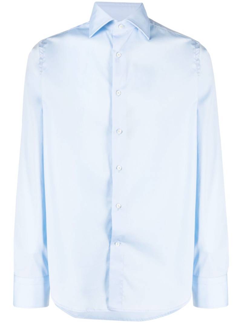 Canali spread-collar cotton-blend shirt - Blue von Canali