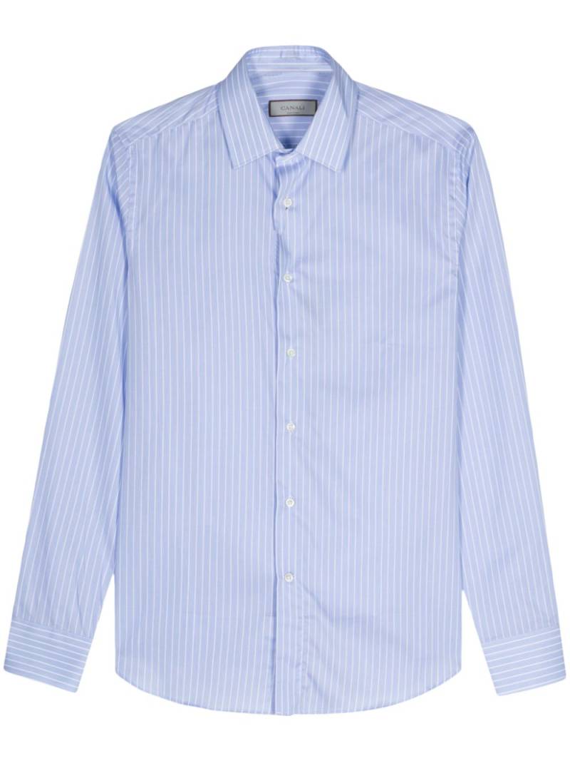 Canali stripe-pattern cotton shirt - Blue von Canali