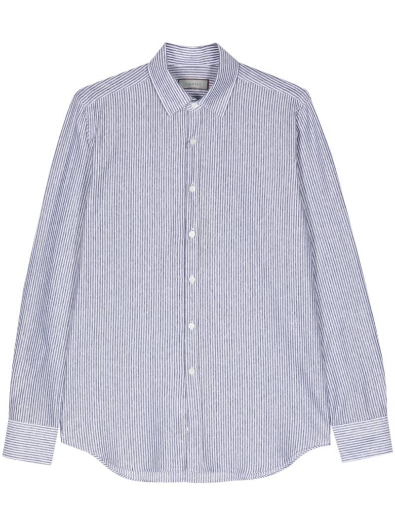 Canali striped cotton linen shirt - Blue von Canali