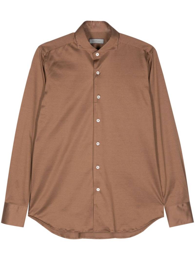 Canali tonal-stitching cotton shirt - Brown von Canali