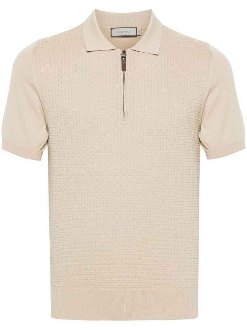 Canali zip-up cotton polo shirt - Neutrals von Canali