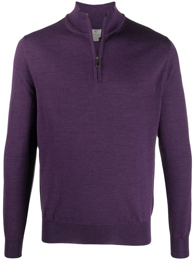 Canali zipped funnel-neck pullover - Purple von Canali