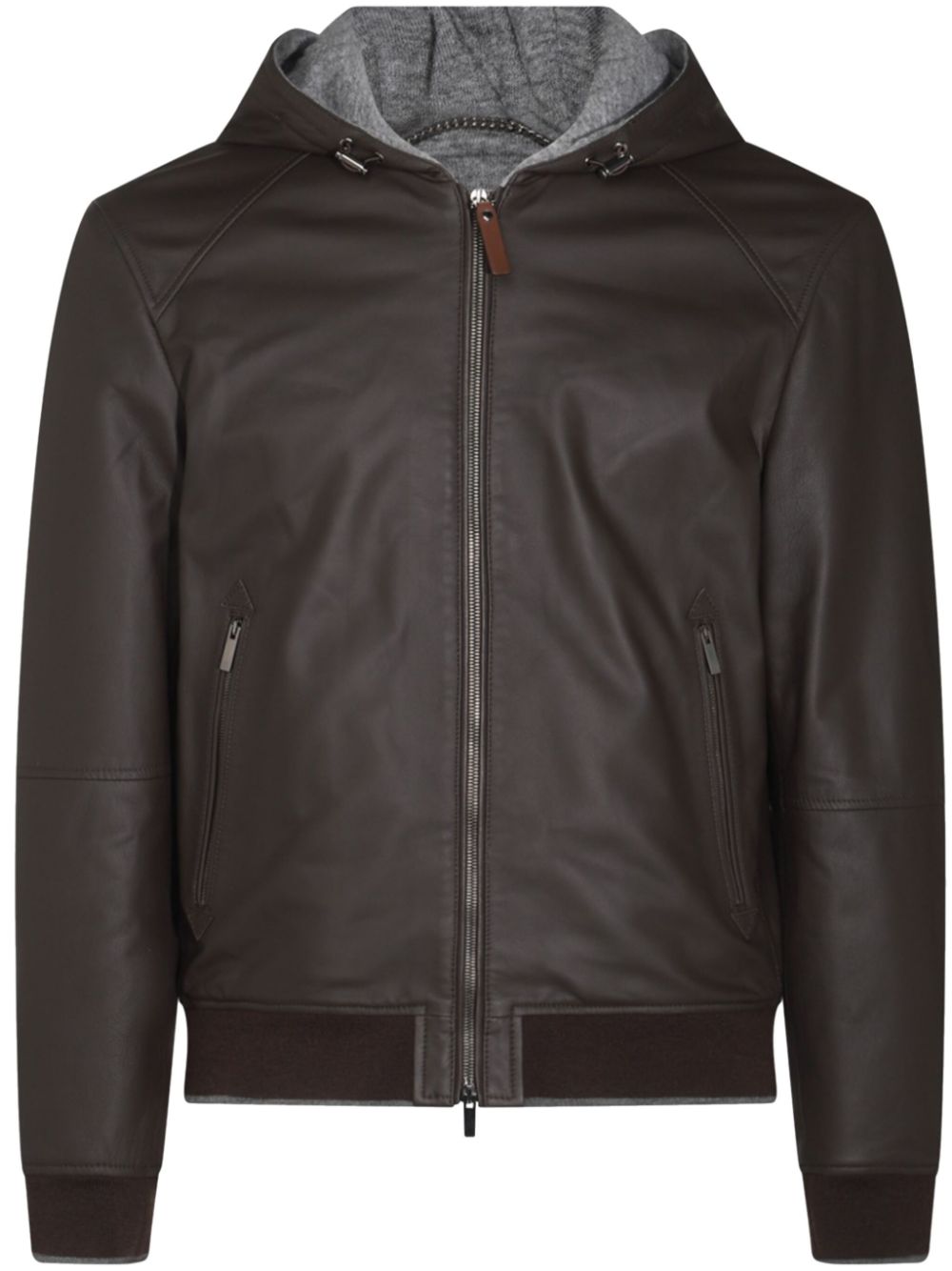 Canali zipped leather jacket - Black von Canali