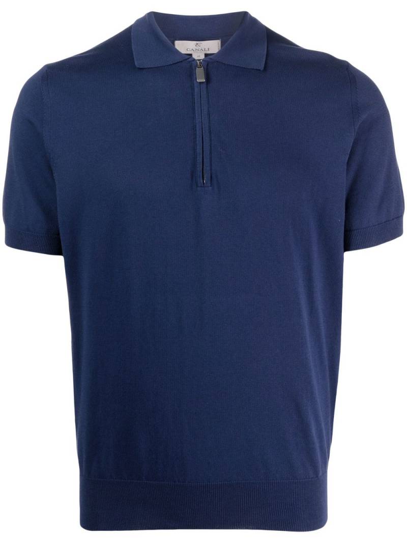 Canali zipped polo shirt - Blue von Canali