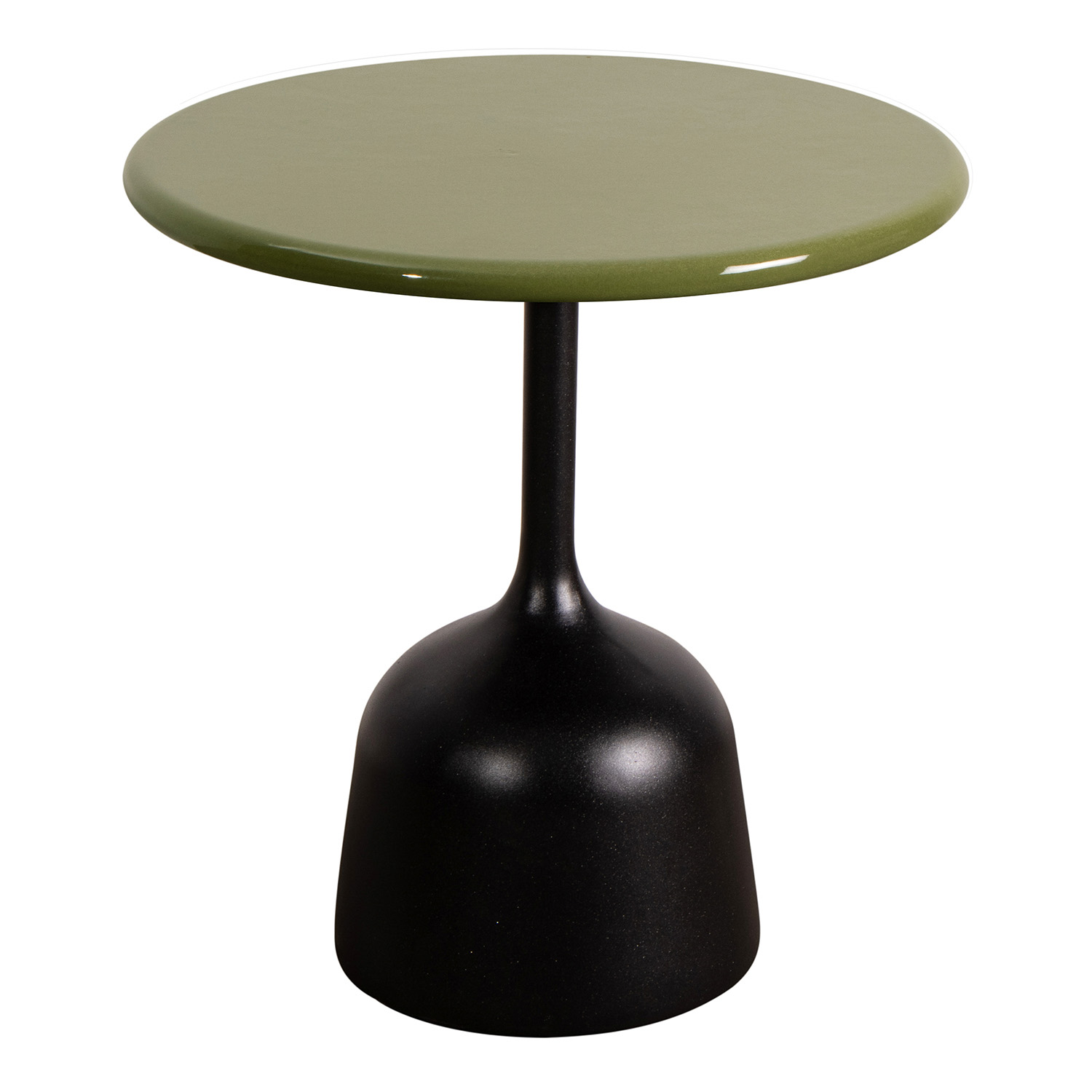 Glaze Couchtisch Klein, Grösse d. 45 cm, Gestellfarbe olive green, Tischplatte lavastein glasiert, black von Cane-line