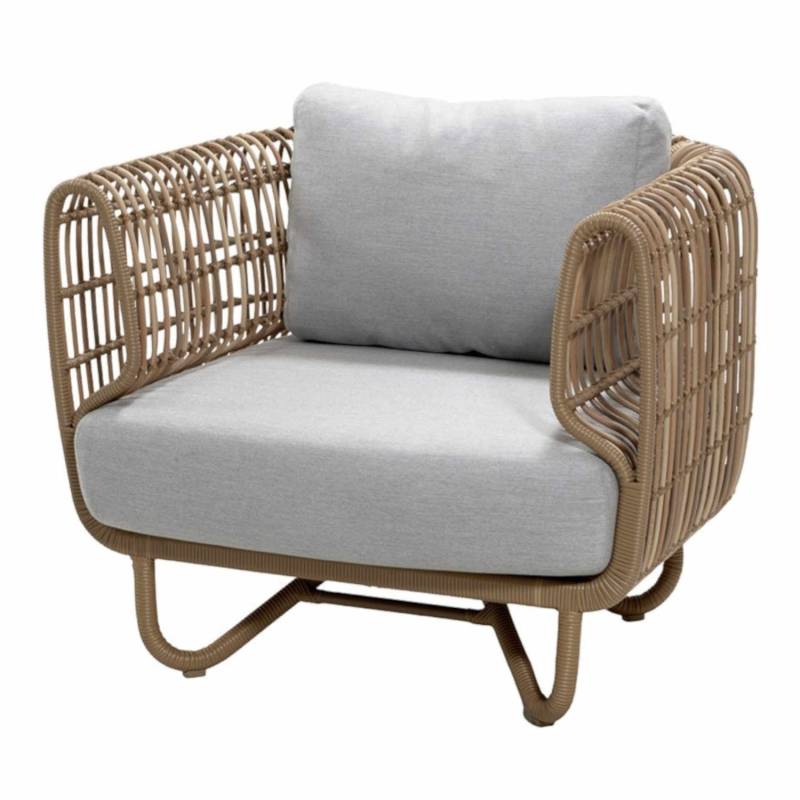 Nest Outdoor Loungesessel, Gestell/Kissen natural/light grey von Cane-line