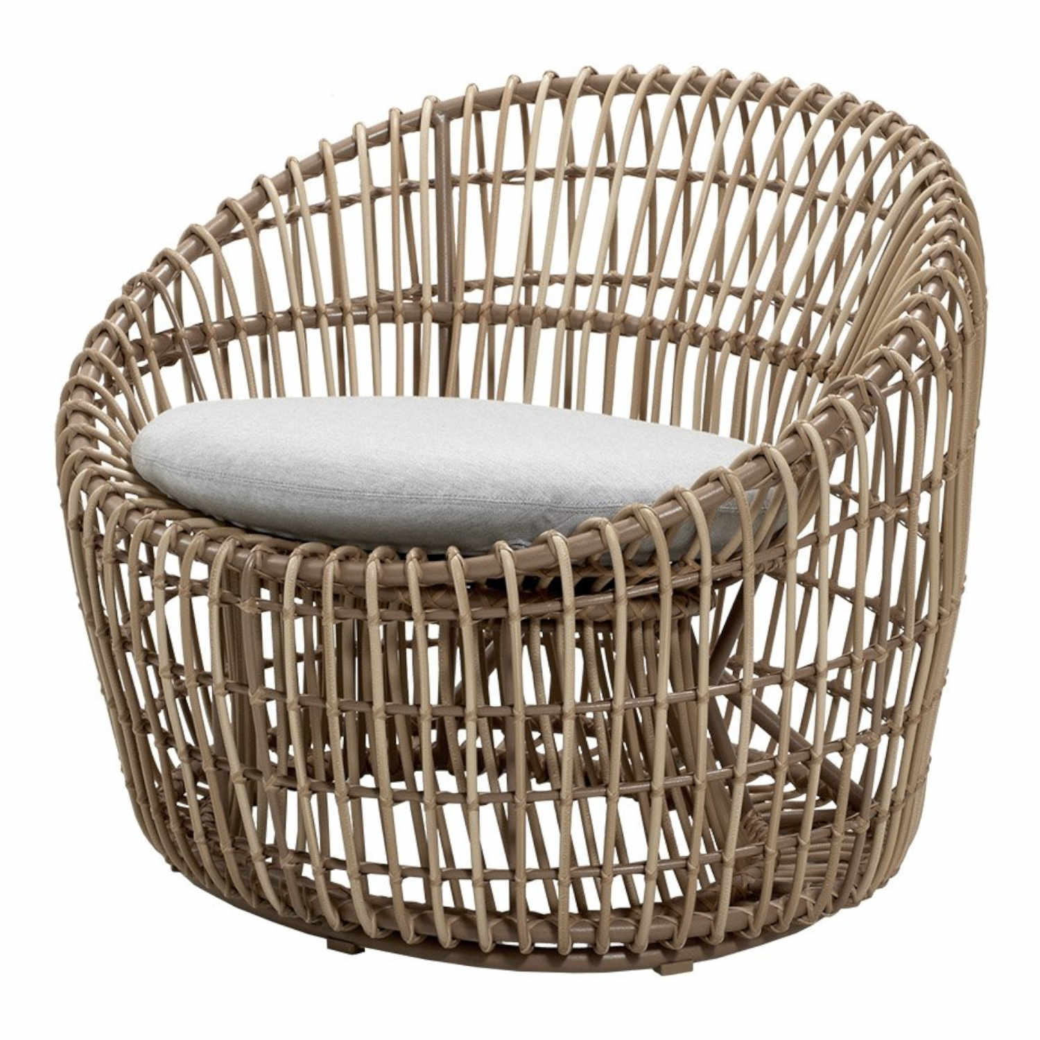 Nest Outdoor Round Sessel, Gestell/Kissen natural/light grey Nest Outdoor Round Sessel, Gestell/Kissen natural/light grey von Cane-line