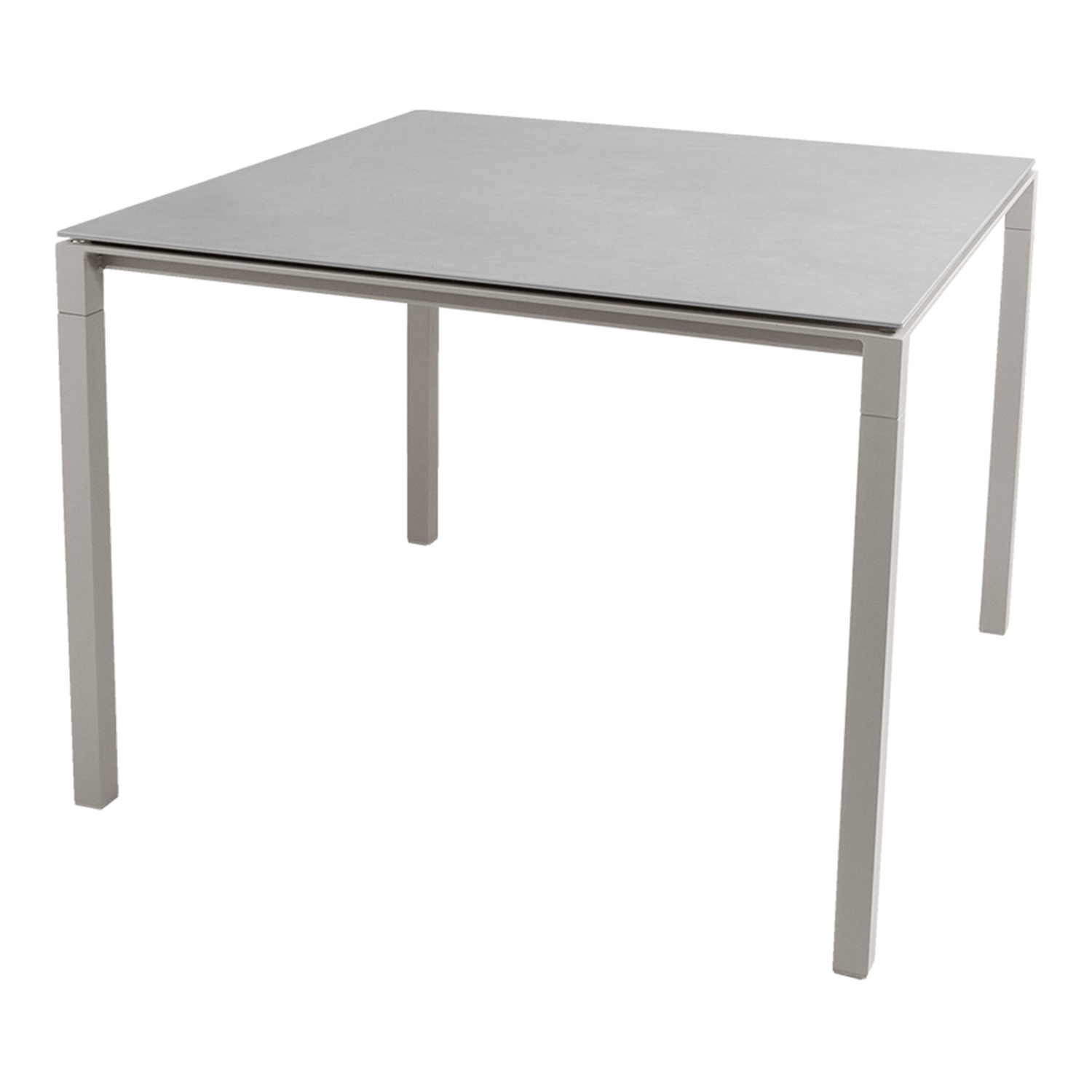 Pure Esstisch, Gestellfarbe light grey, Grösse b. 100 x t. 100 x h. 73 cm, Tischplatte keramik, concrete grey von Cane-line