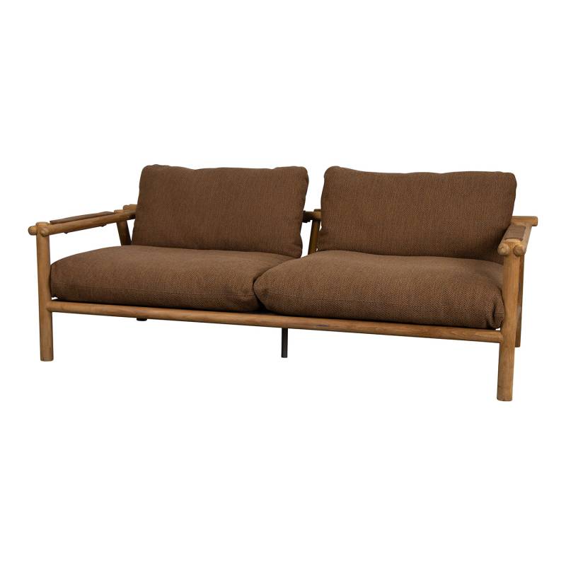 Sticks 2-Sitzer Sofa, Gestellfarbe teak, Kissen umber brown, cane-line rise von Cane-line