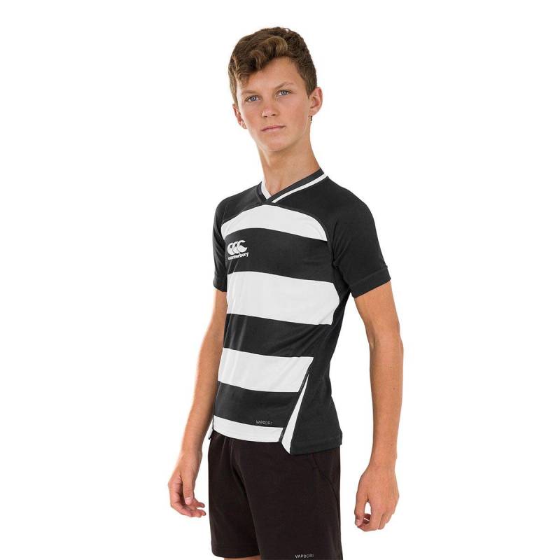 Sporttop Evader Hooped Jersey Mädchen Schwarz 128 von Canterbury