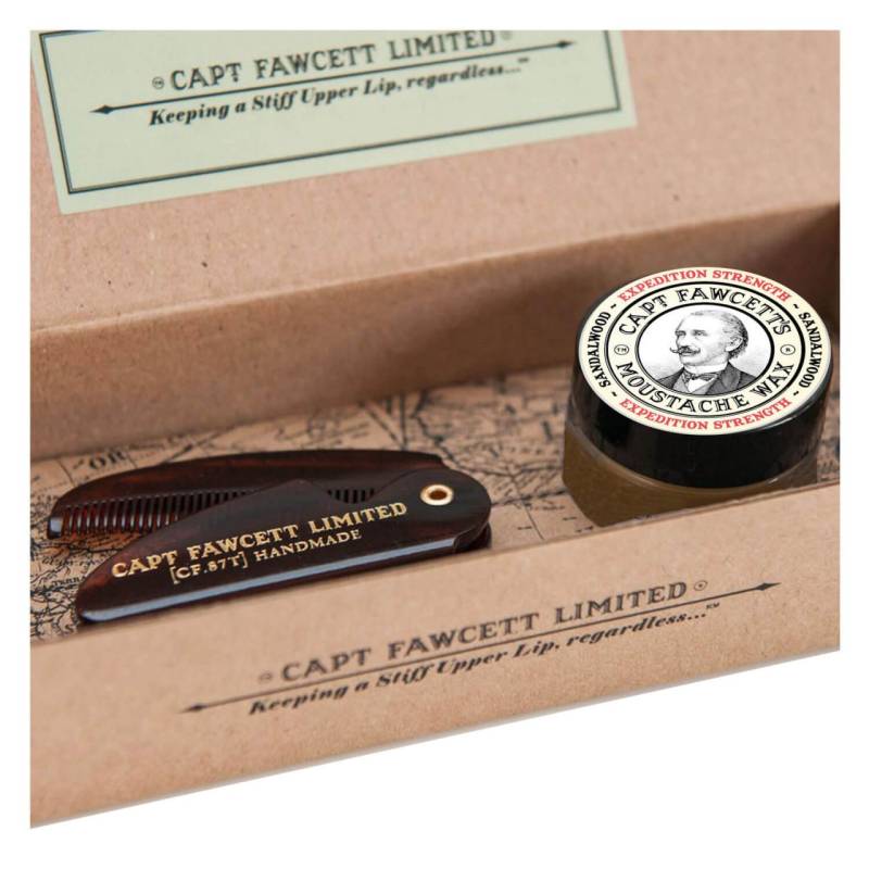 Capt. Fawcett Care - Expedition Strength Moustache Wax & Folding Pocket Moustache Comb Kit von Captain Fawcett