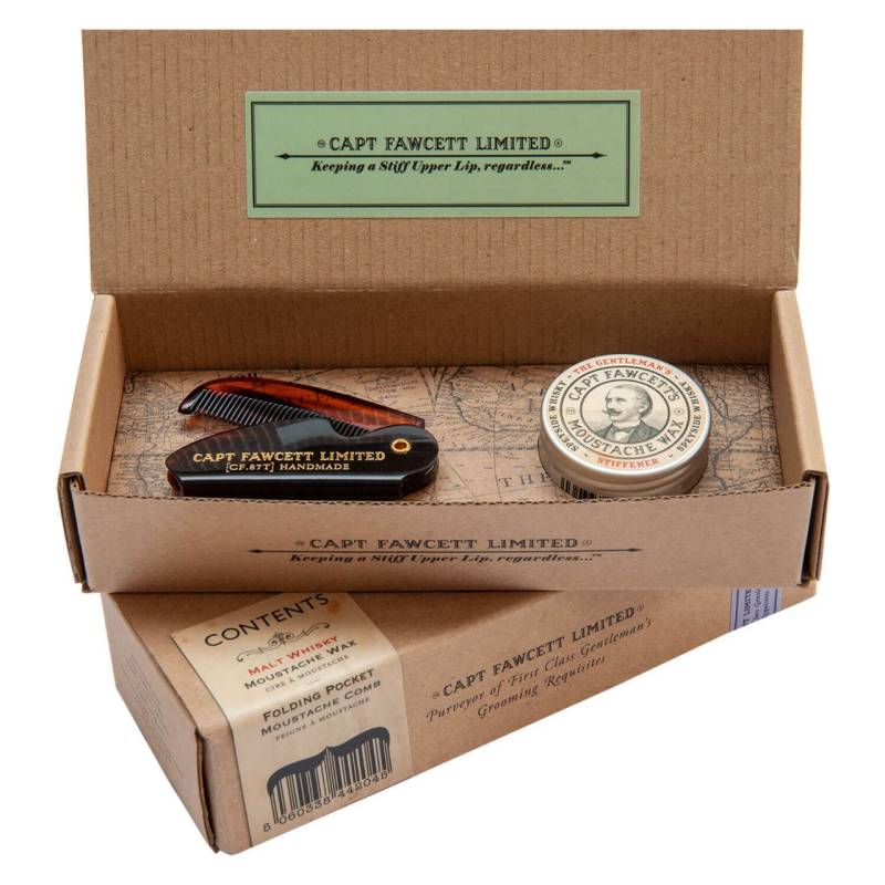 Capt. Fawcett Care - Gentleman's Whisky Moustache Wax & Moustache Comb Set von Captain Fawcett