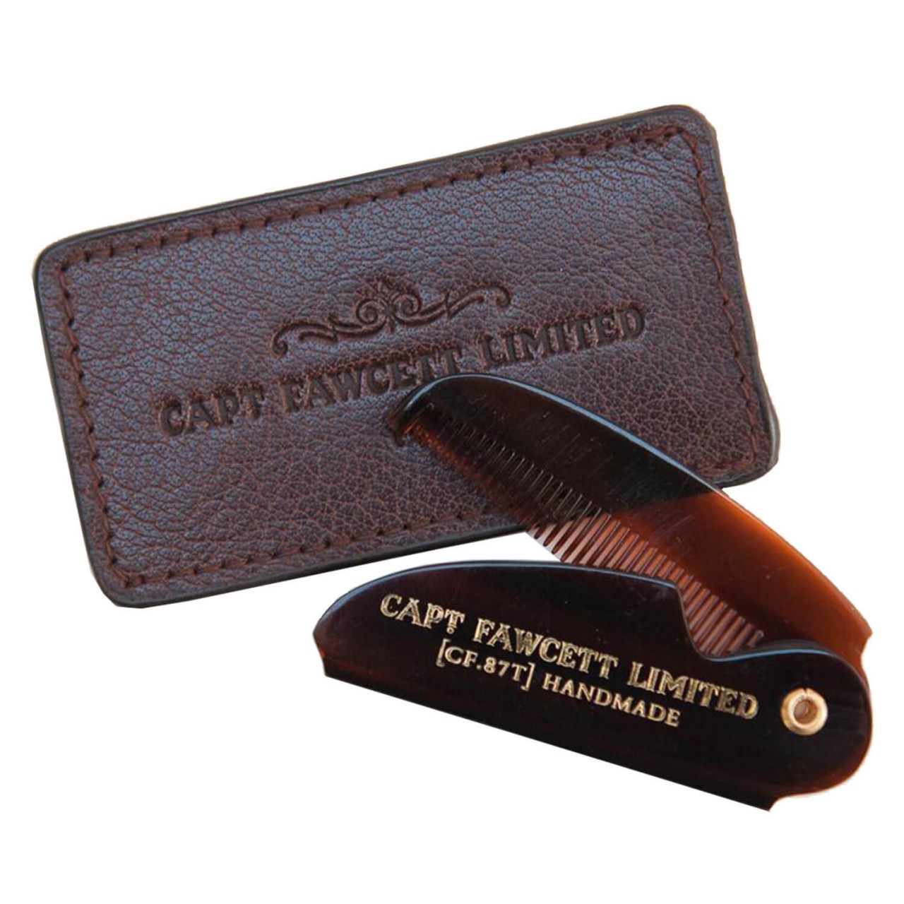 Capt. Fawcett Tools - Folding Pocket Moustache Comb with Leather Case von Captain Fawcett