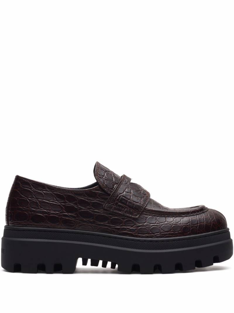 Car Shoe crocodile effect moccasins - Purple von Car Shoe