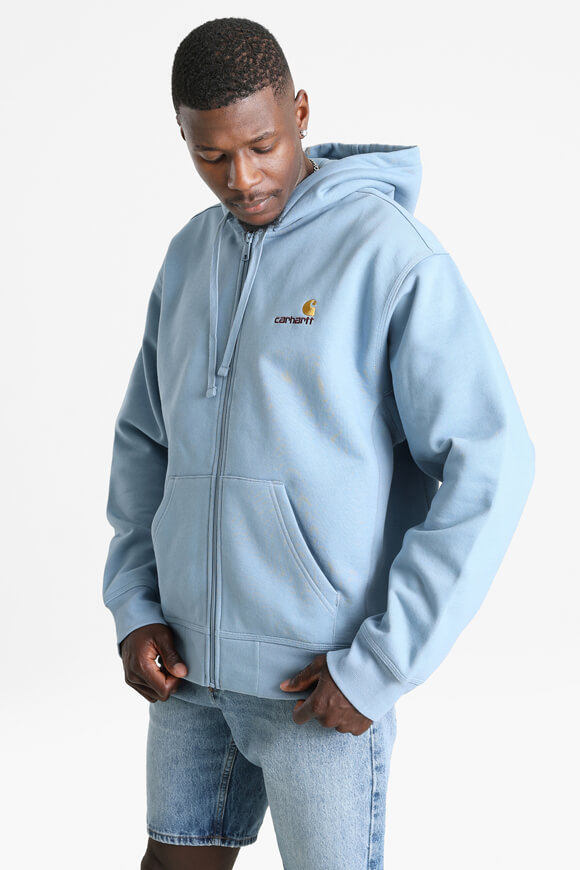 Carhartt WIP American Script Kapuzensweatjacke | Frosted Blue | Herren  | M von Carhartt WIP