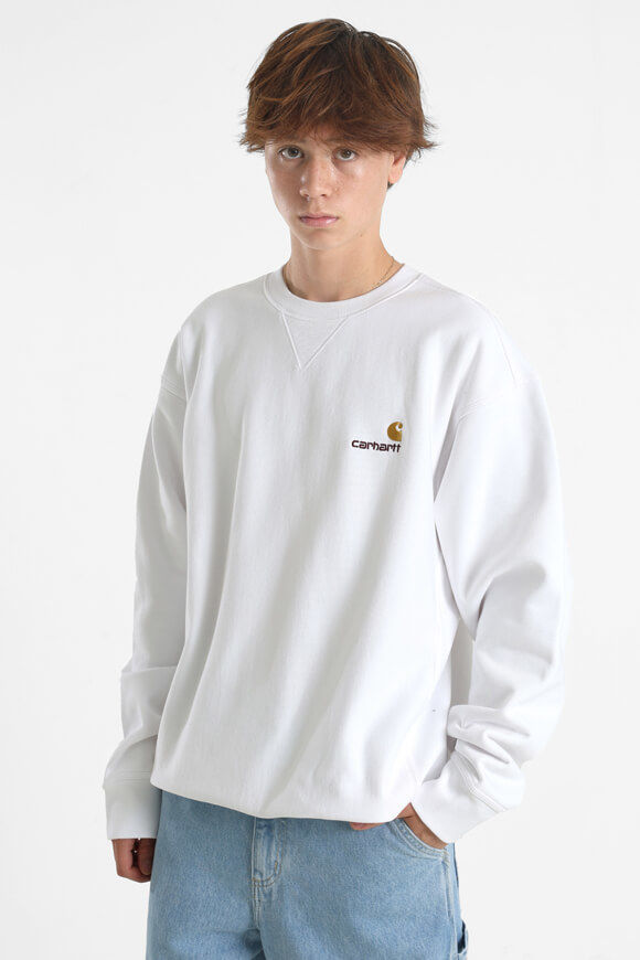 Carhartt WIP American Script Oversize Sweatshirt | White | Herren  | L von Carhartt WIP