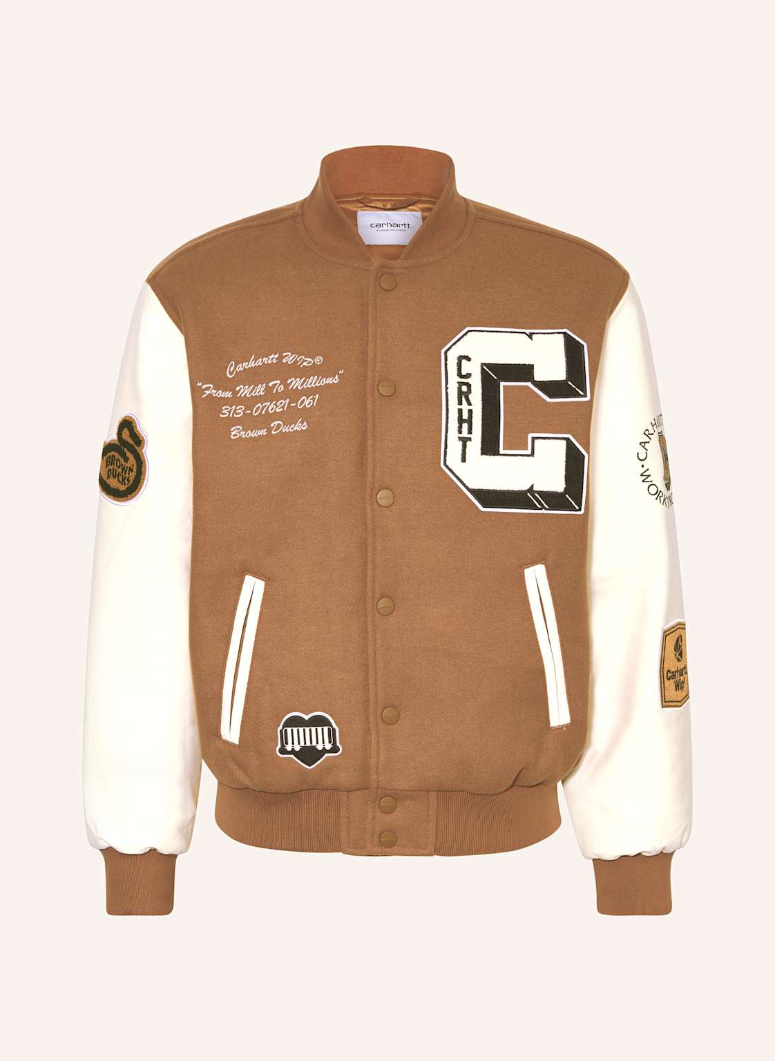 Carhartt Wip College-Jacke Hamilton Im Materialmix braun von Carhartt WIP