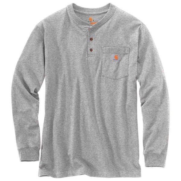 Carhartt - Workwear Pocket Henley L/S - Longsleeve Gr L grau von Carhartt