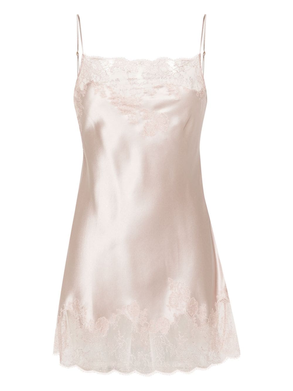 Carine Gilson Calais-Caudry lace-trim silk babydoll dress - Pink von Carine Gilson
