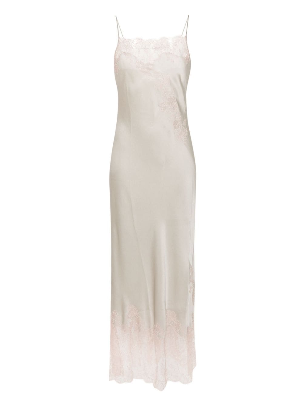 Carine Gilson Calais-Caudry lace-trim silk gown - Grey von Carine Gilson