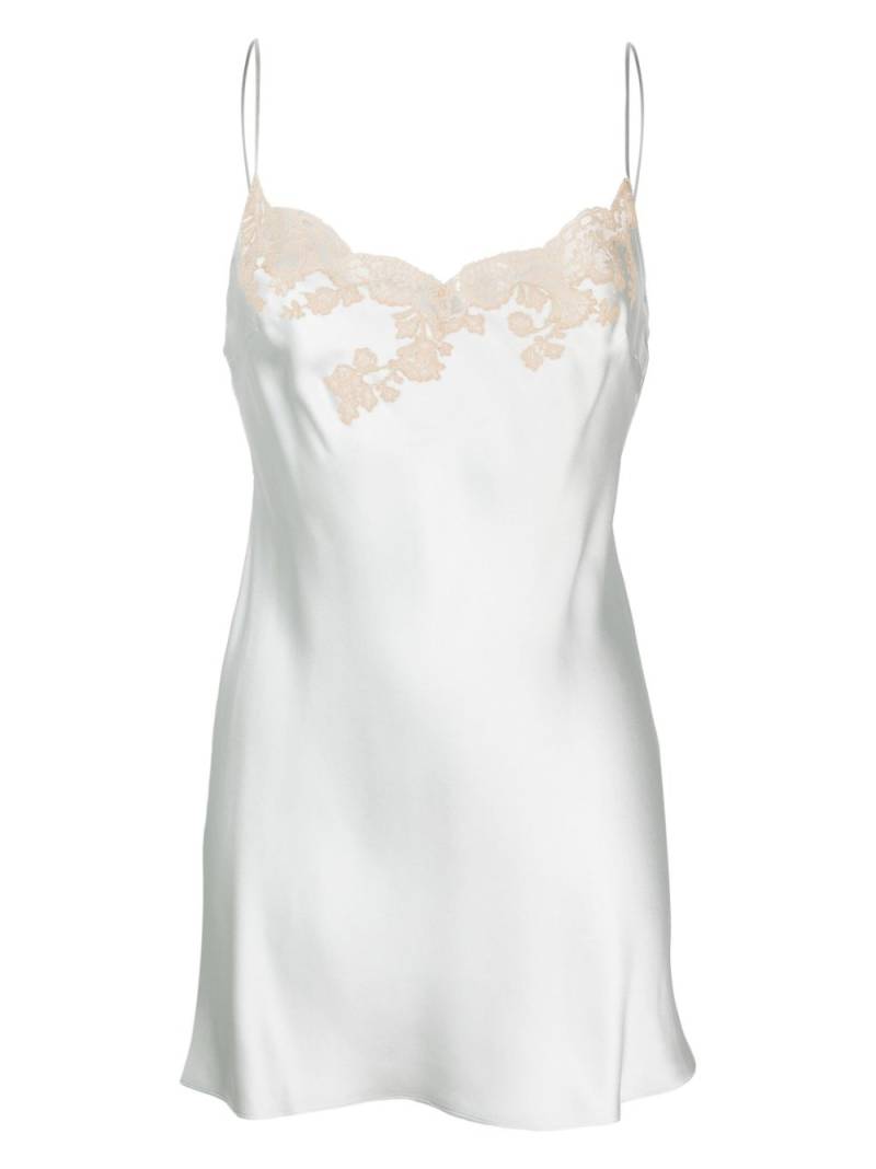 Carine Gilson Calais-Caudry lace-trim silk slip dress - Blue von Carine Gilson