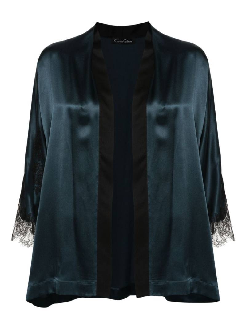 Carine Gilson lace-detail silk cape - Blue von Carine Gilson