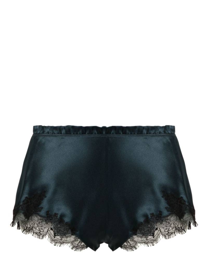 Carine Gilson lace-detail silk shorts - Blue von Carine Gilson