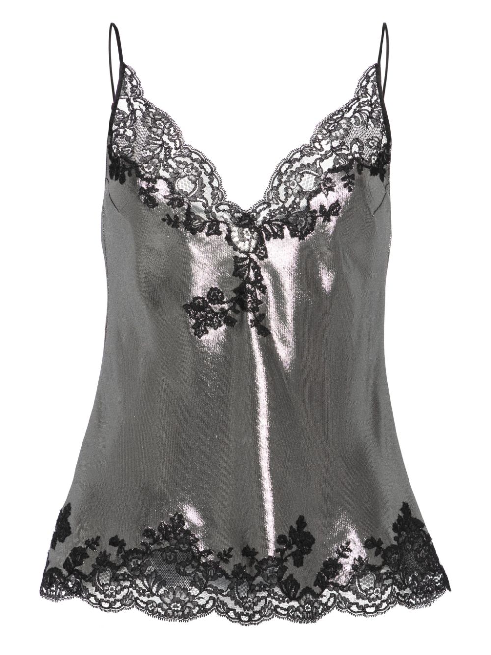 Carine Gilson lace-trim lurex camisole - Silver von Carine Gilson