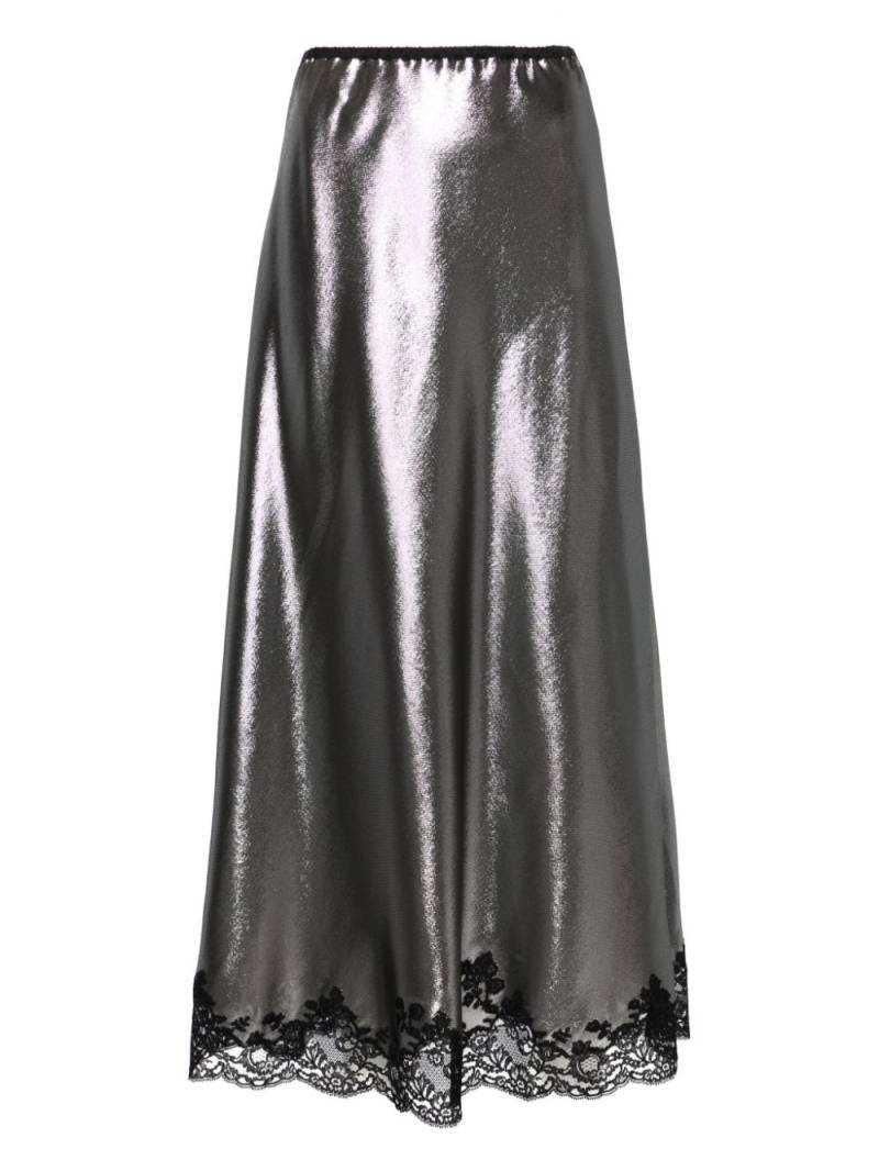 Carine Gilson lace-trim lurex maxi skirt - Silver von Carine Gilson