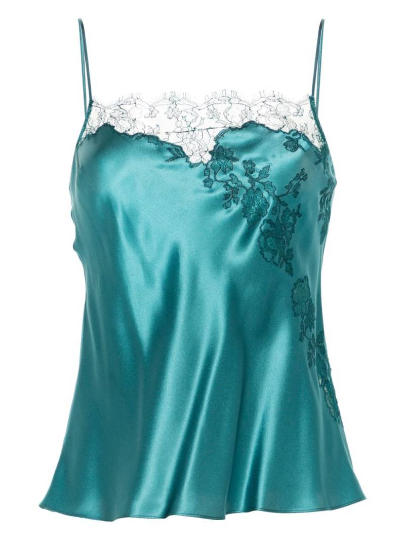 Carine Gilson lace-trim silk camisole - Blue von Carine Gilson