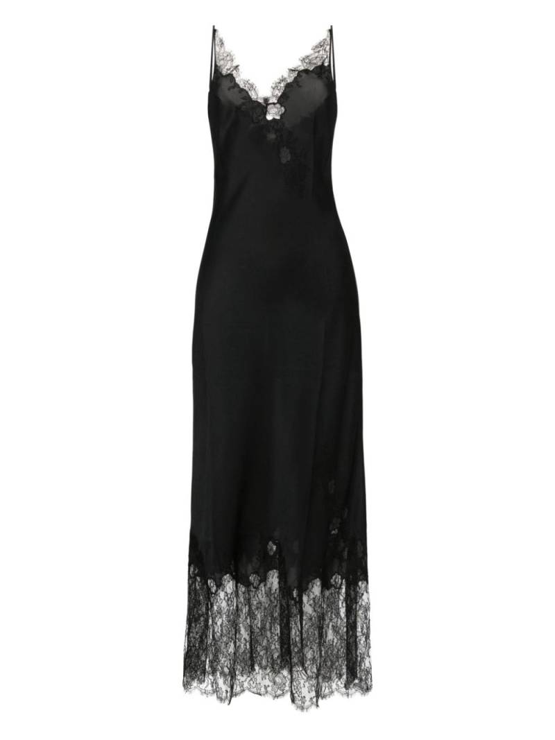 Carine Gilson lace-trim silk long nightdress - Black von Carine Gilson