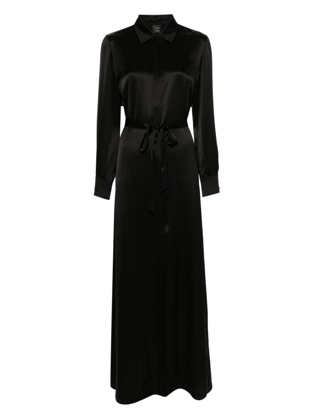 Carine Gilson long-sleeve belted silk dress - Black von Carine Gilson