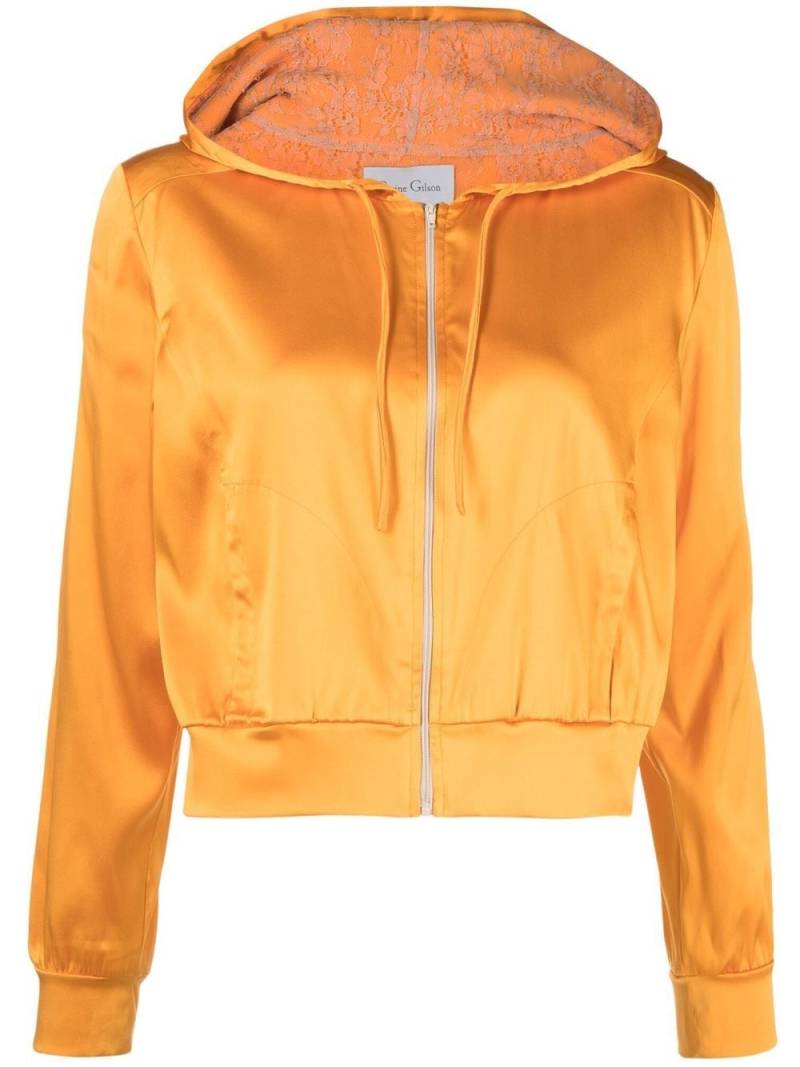 Carine Gilson zip-front silk hoodie - Orange von Carine Gilson