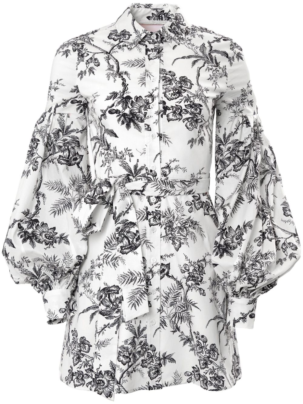 Carolina Herrera botanical-toile puff-sleeve shirt dress - White von Carolina Herrera