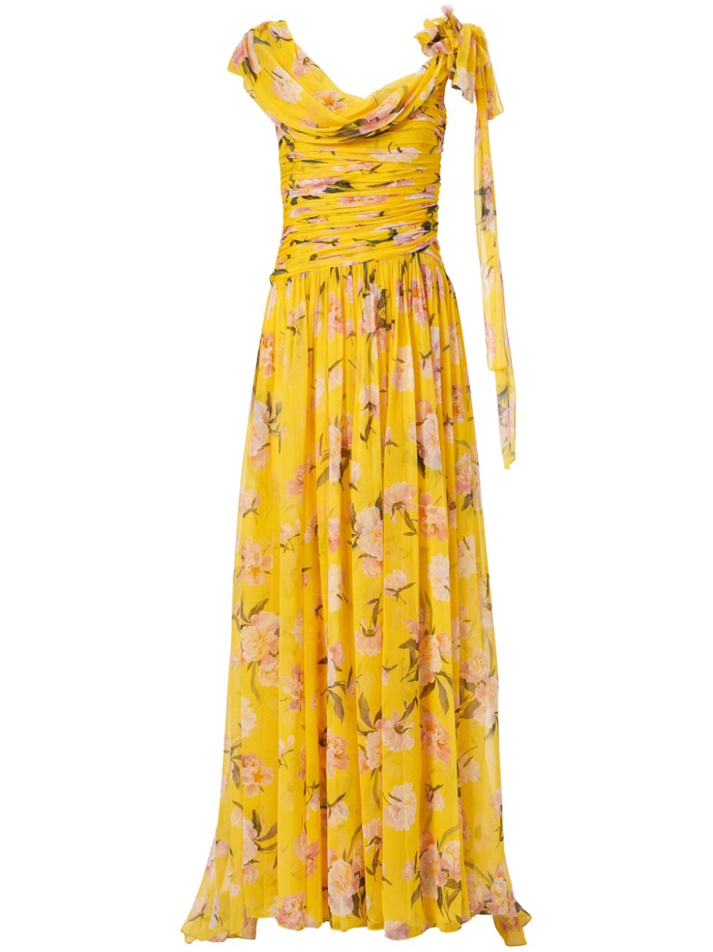 Carolina Herrera draped floral-print dress - Yellow von Carolina Herrera