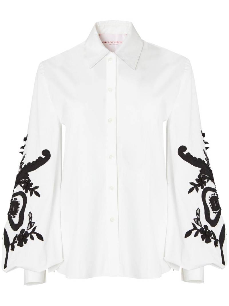 Carolina Herrera embroidered balloon-sleeved shirt - White von Carolina Herrera