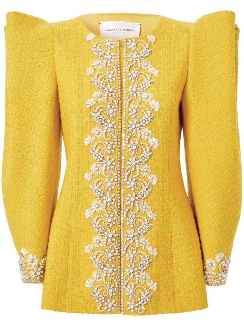 Carolina Herrera embroidered puff-sleeves jacket - Yellow von Carolina Herrera