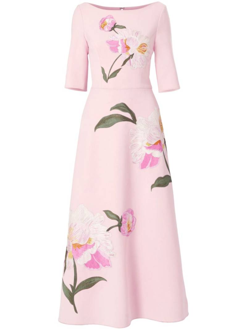 Carolina Herrera floral-embroidered boat-neck maxi dress - Pink von Carolina Herrera