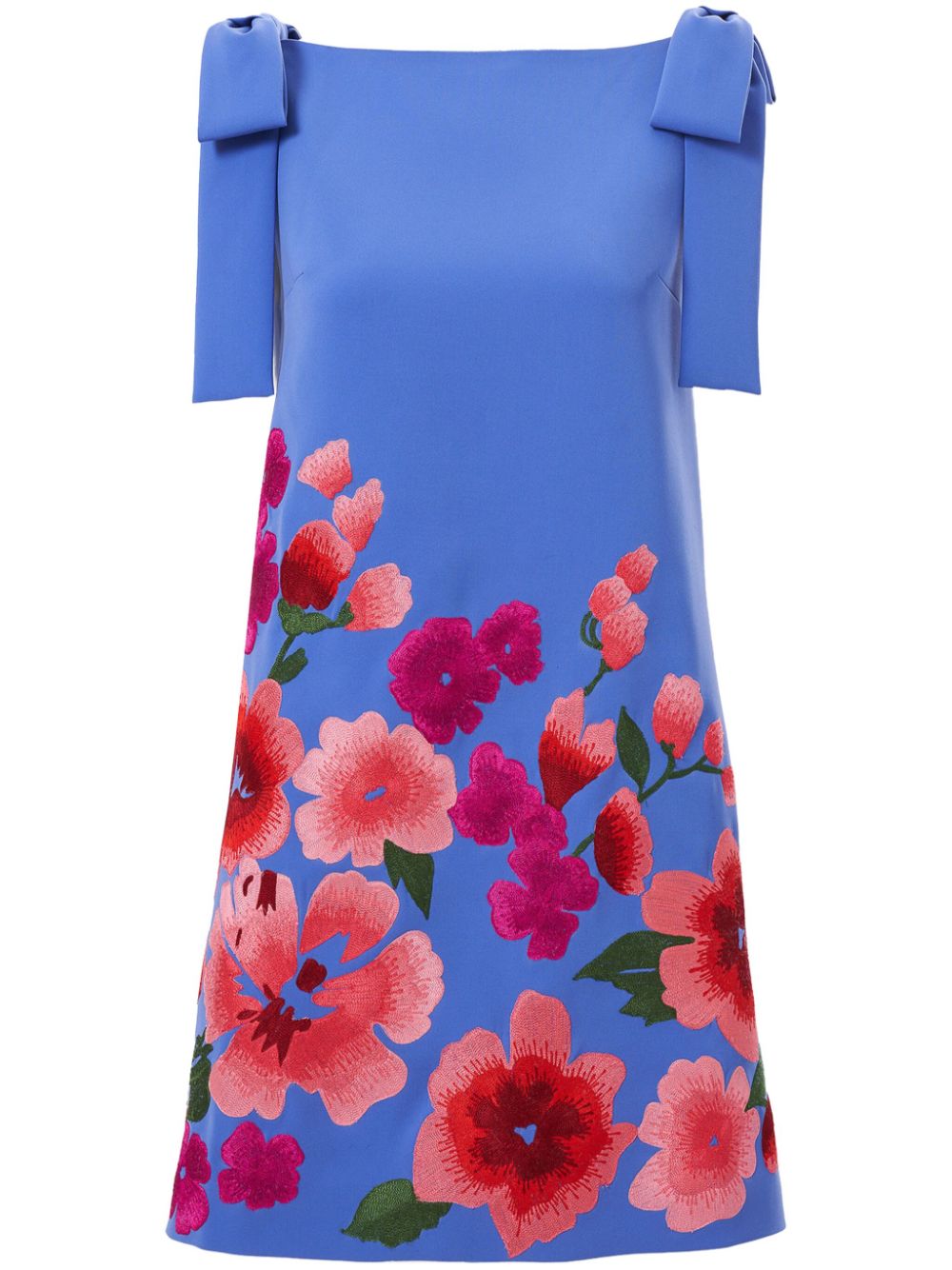 Carolina Herrera floral-embroidered bow-detail mini dress - Blue von Carolina Herrera