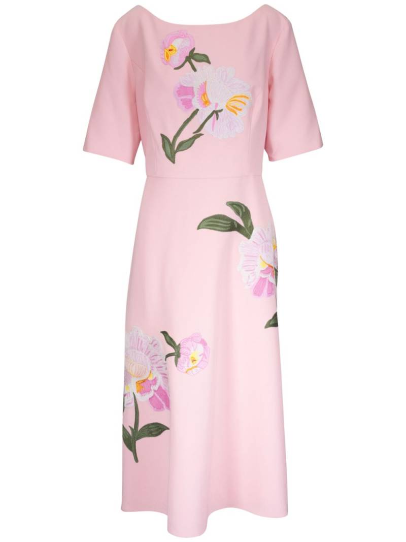 Carolina Herrera floral-embroidered midi dress - Pink von Carolina Herrera