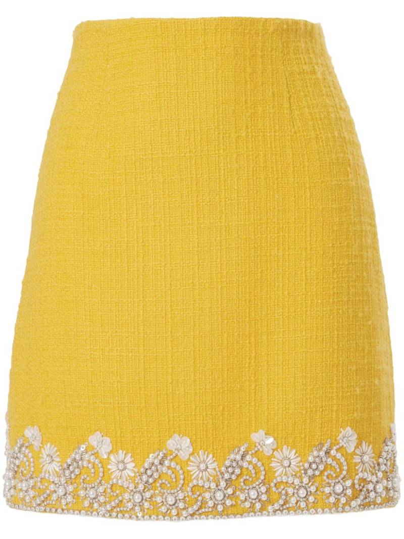 Carolina Herrera floral-embroidery mini skirt - Yellow von Carolina Herrera