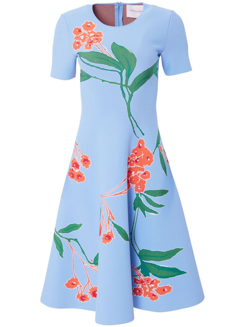 Carolina Herrera floral-jacquard flared dress - Blue von Carolina Herrera