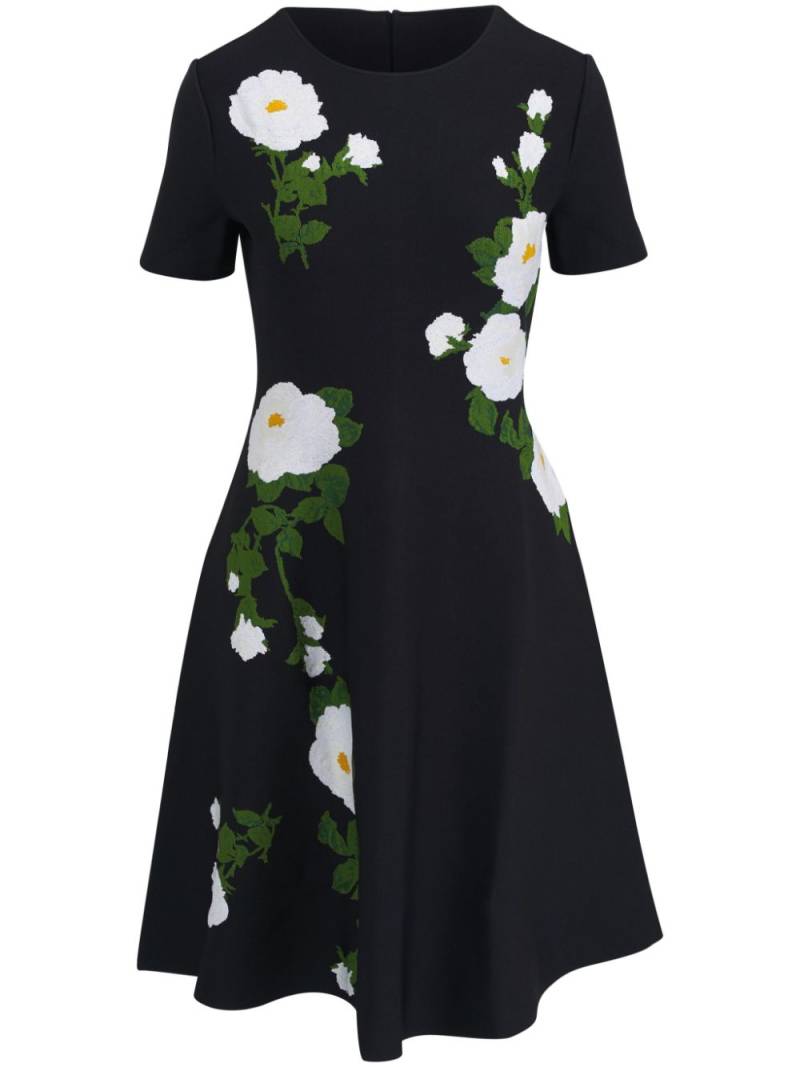 Carolina Herrera floral-jacquard flared midi dress - Blue von Carolina Herrera