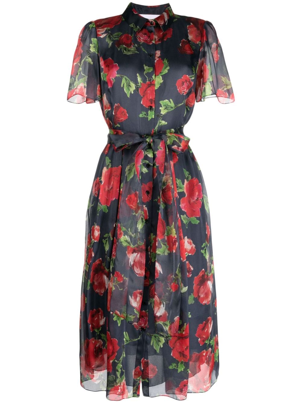 Carolina Herrera floral-print belted silk shirt dress - Blue von Carolina Herrera